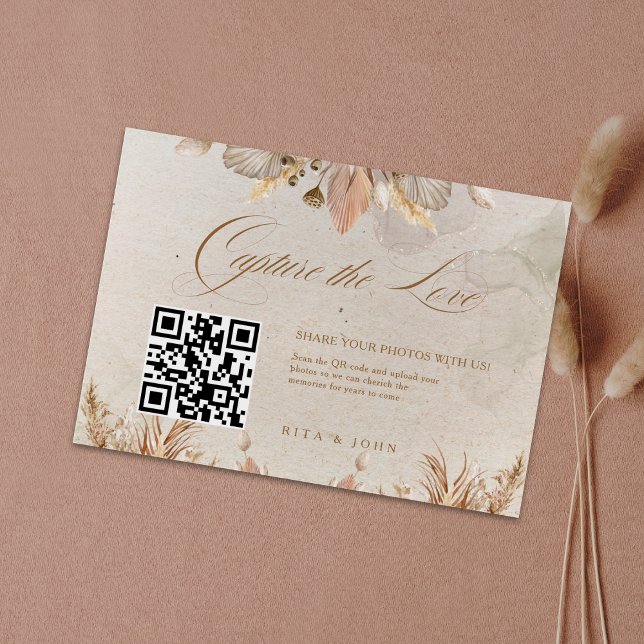 Tarjeta De Recepción Calligraphy Fall Boho Captura el código QR del amo (Subido por el creador)