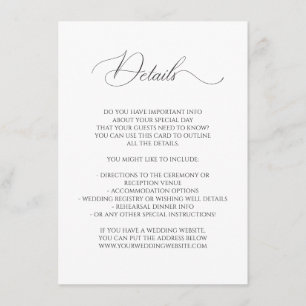 Tarjeta De Recepción Calligraphy Font Boda Fairy Tale Detalles
