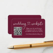 Calligraphy Heart Boda Website QR Burgundy
