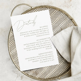 Tarjeta De Recepción Calligraphy Sage Green Details QR Code Boda