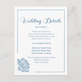 Tarjeta De Recepción Calligraphy Script Dusty Blue Floral Wedding