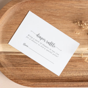 Tarjeta De Recepción Calligraphy Silver Diaper Raffle Ticket
