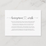 Tarjeta De Recepción Calligraphy Silver Honeymoon Wish<br><div class="desc">Esta tarjeta caligráfica de luna de miel plateada es perfecta para un boda rústico. El diseño presenta un hermoso tipo de letra plateada caligráfica en un fondo blanco para embellecer tu evento.</div>