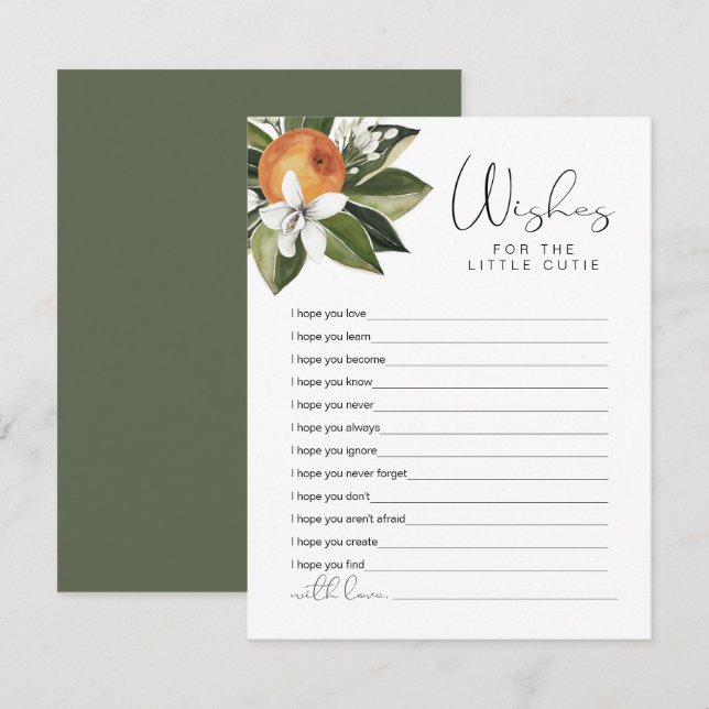 Tarjeta De Recepción CALLIOPE Pequeños deseos de clementina para el beb (Anverso / Reverso)