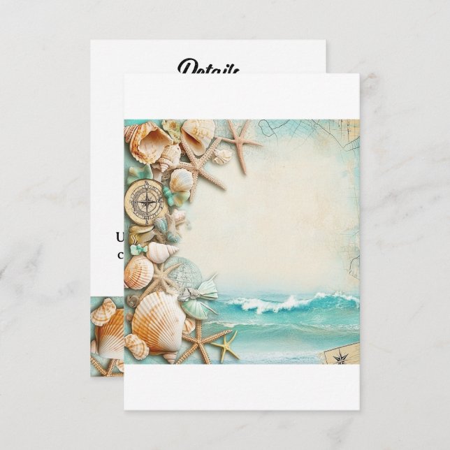 Tarjeta De Recepción Camaradas de bodas en la playa 1 (Anverso / Reverso)