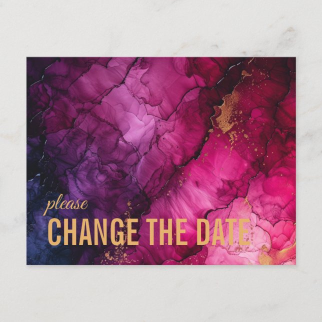 Tarjeta De Recepción Cambiar la fecha Celestial Elegance Sinfonía de Má (Anverso)