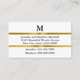 Tarjeta De Recepción Cambio de dirección Monograma blanco Oro y negro