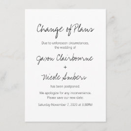 Tarjeta De Recepción Cambio de planes Posponer Boda