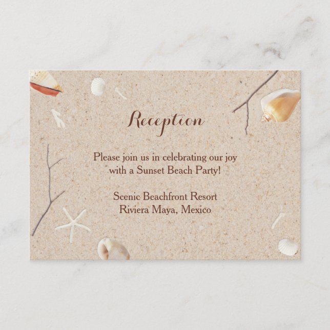 Tarjeta De Recepción Caminatas y Starfish en la Boda de la Playa Insert (Anverso)