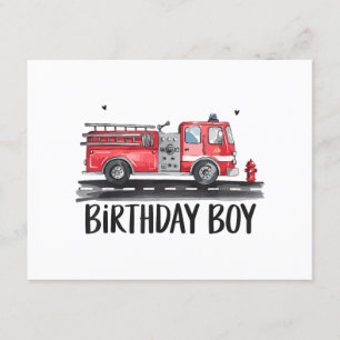 Tarjeta De Recepción Camión de Bomberos Bombero El Cumpleaños del Niño
