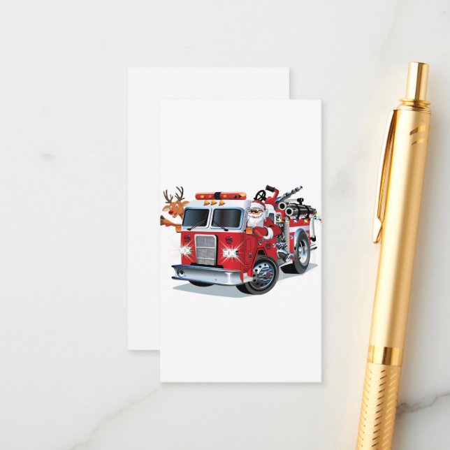 Tarjeta De Recepción Camión de bomberos de Navidades personalizados (Anverso/Reverso In Situ)