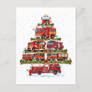Tarjeta De Recepción Camión de bomberos enciende a Navidades de bombero
