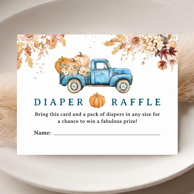Tarjeta De Recepción Camión de calabaza azul Baby Shower Diaper Raffle (Subido por el creador)