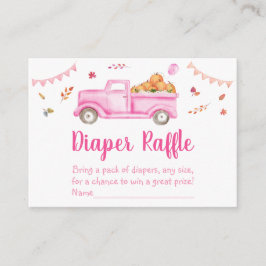 Tarjeta De Recepción Camión de calabaza rosa Baby Shower Diaper Raffle
