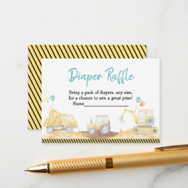 Tarjeta De Recepción Camión de construcción Baby Shower Diaper Raffle