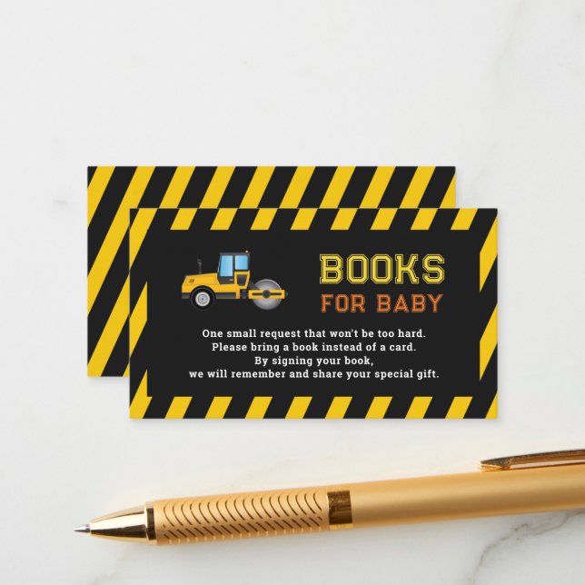 Tarjeta De Recepción Camión volcado Construcción de libros Baby Shower  (Anverso/Reverso In Situ)