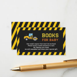 Tarjeta De Recepción Camión volcado Construcción de libros Baby Shower