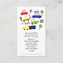 Camiones y autos Carro Baby Shower Diaper Ticket