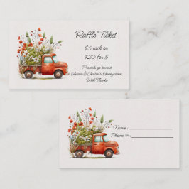 Tarjeta De Recepción Camioneta Vintage Naranja y Amapolas Naranjas Sort