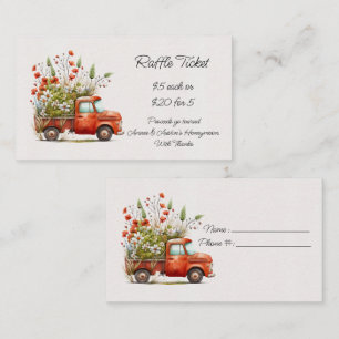 Tarjeta De Recepción Camioneta Vintage Naranja y Amapolas Naranjas Sort
