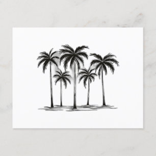 Tarjeta De Recepción Camiseta gráfica de palmeras blancas y negras para