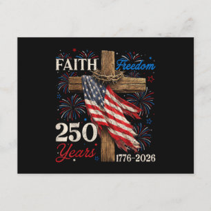 Tarjeta De Recepción Camisetas del 4 de Julio 250 Años Fe y Libertad Ch