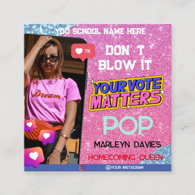 Tarjeta De Recepción Campaña de Reina de Regreso a la Escuela Secundari (Anverso)