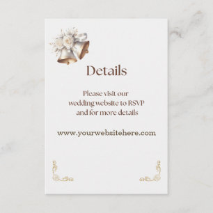 Tarjeta De Recepción Campanas Blancas y Doradas Enclosure de Boda
