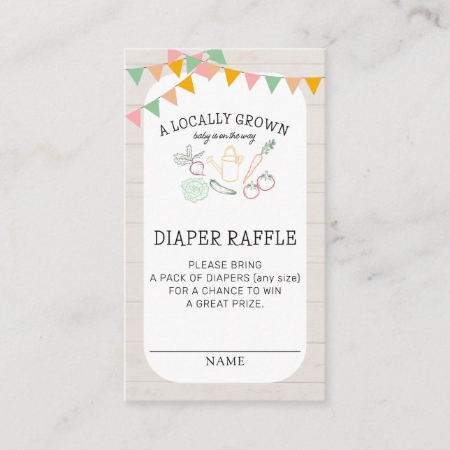 Tarjeta De Recepción Campesinos cultivados localmente Comercian Diaper  (Anverso)