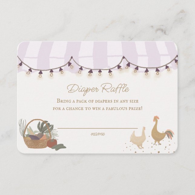 Tarjeta De Recepción Campesinos rosados Mercado de la granja Diaper Raf (Anverso)