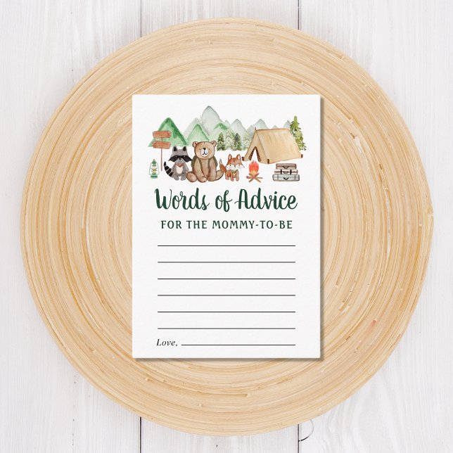 Tarjeta De Recepción Camping Woodland Animals Consejos Baby Shower (Subido por el creador)