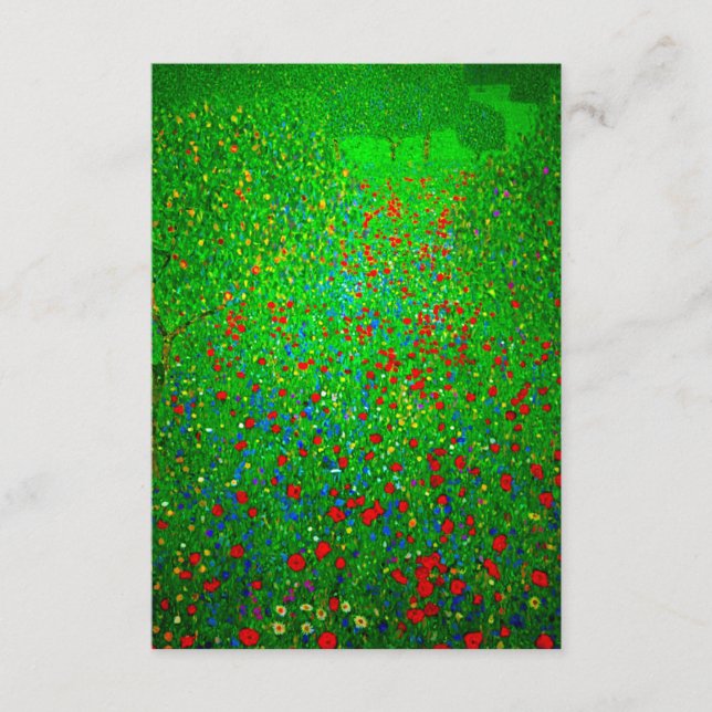 Tarjeta De Recepción Campo de amapolas de Gustav Klimt (Anverso)