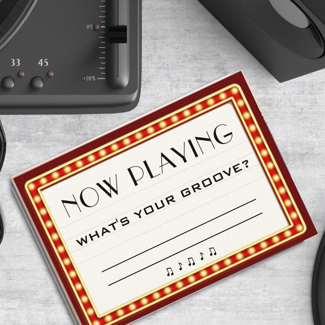 Tarjeta De Recepción Canción de Rótulo de Cine Retro Marquee (Retro Cinema Theater Marquee Sign Song Request Enclosure Card)