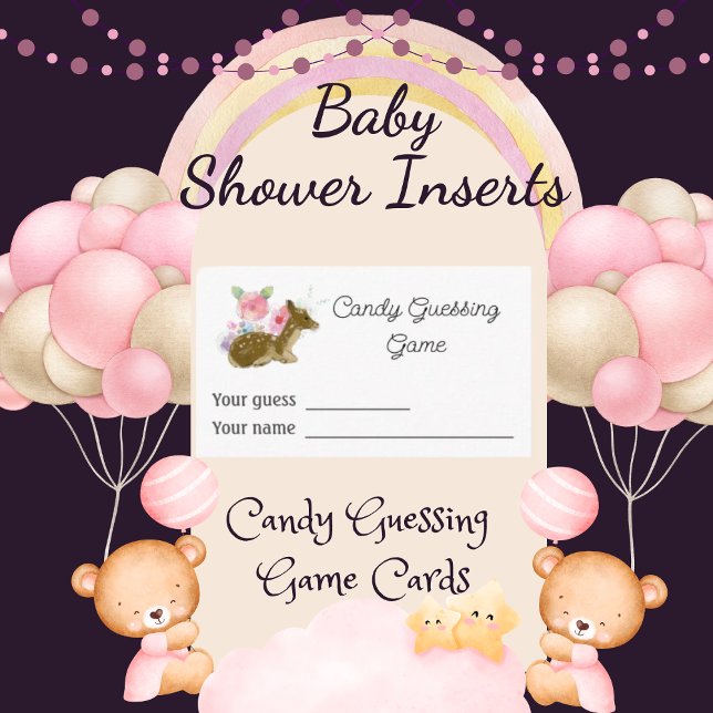 Tarjeta De Recepción Candy Guessing Chica Rosa Baby Shower (Subido por el creador)