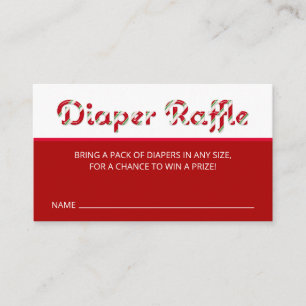 Tarjeta De Recepción Candy Rojo Cane Baby Shower Diaper Raffle Ticket