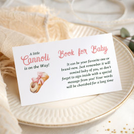 Tarjeta De Recepción Cannoli Pink Bow Girl Italian Book For Baby Shower
