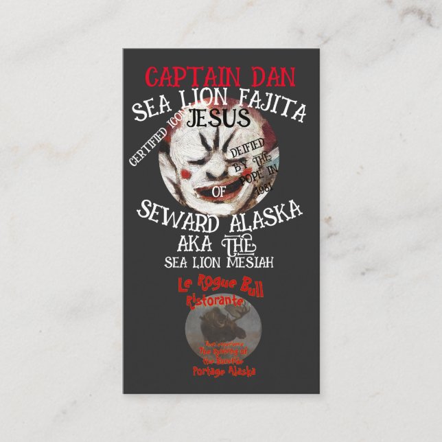 TARJETA DE RECEPCIÓN CAPITÁN DAN SEA LION FAJITA JESUS SEWARD ALASKA (Anverso)