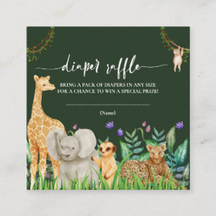 Tarjeta De Recepción caprichoso Safari Animal Baby Shower Diaper Raffle