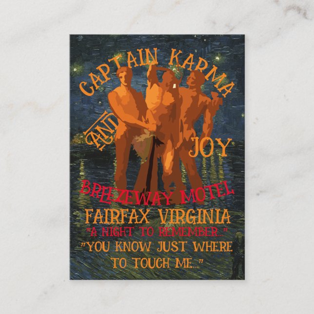 Tarjeta De Recepción Captain Karma & Joy Breezeway Motel Fairfax VA (Anverso)