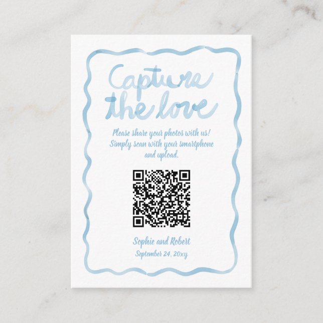 Tarjeta De Recepción Captura de imágenes compartidas Código QR Marco az (Anverso)