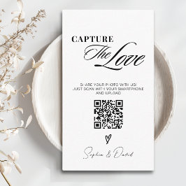 Tarjeta De Recepción Captura el amor código QR de boda minimalista mode