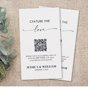 Tarjeta De Recepción Captura el amor código QR de caligrafía moderna