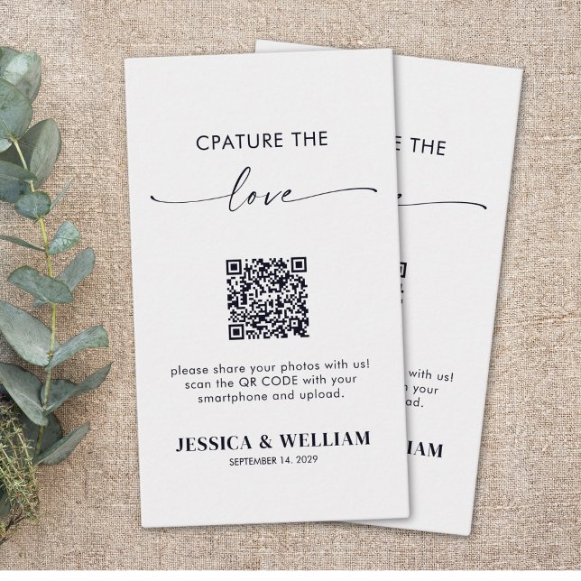 Tarjeta De Recepción Captura el amor código QR de caligrafía moderna (Subido por el creador)