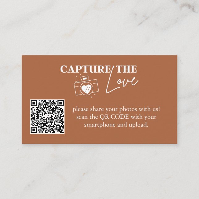 Tarjeta De Recepción Captura Personalizada El Código Qr Del Boda De Amo (Anverso)