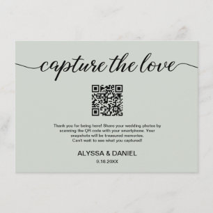 Tarjeta De Recepción Captura verde: boda de código QR de amor