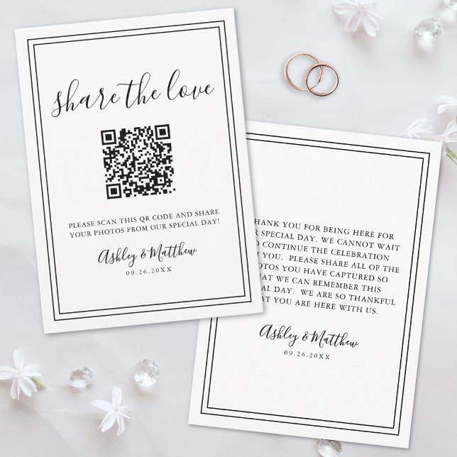Tarjeta De Recepción Capturar al Boda de código QR de Love Photo Share (Capture The Love Photo Share QR Code Wedding Enclosure Card)