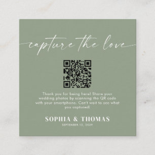 Tarjeta De Recepción Capturar El Amor QR Código Boda Foto Compartida