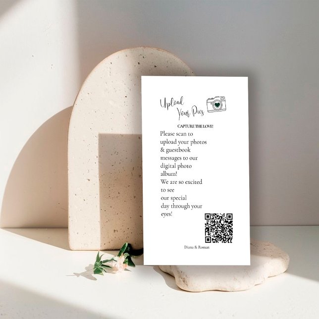 Tarjeta De Recepción Capture Love QR code Wedding Guest Photo Sharing (Subido por el creador)