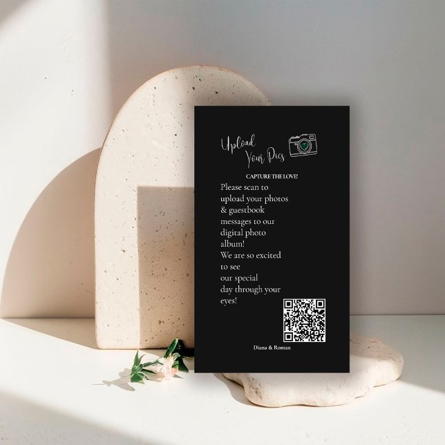 Tarjeta De Recepción Capture The Love QR code Wedding Guest Photo Share (Subido por el creador)