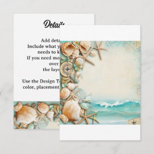 Tarjeta De Recepción Caracoles de boda en la playa 1